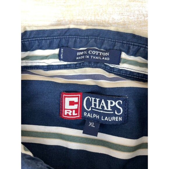 Vintage Chaps Ralph Lauren Men's Size XL Striped Short Sleeve Button Down *READ - Picture 5 of 11